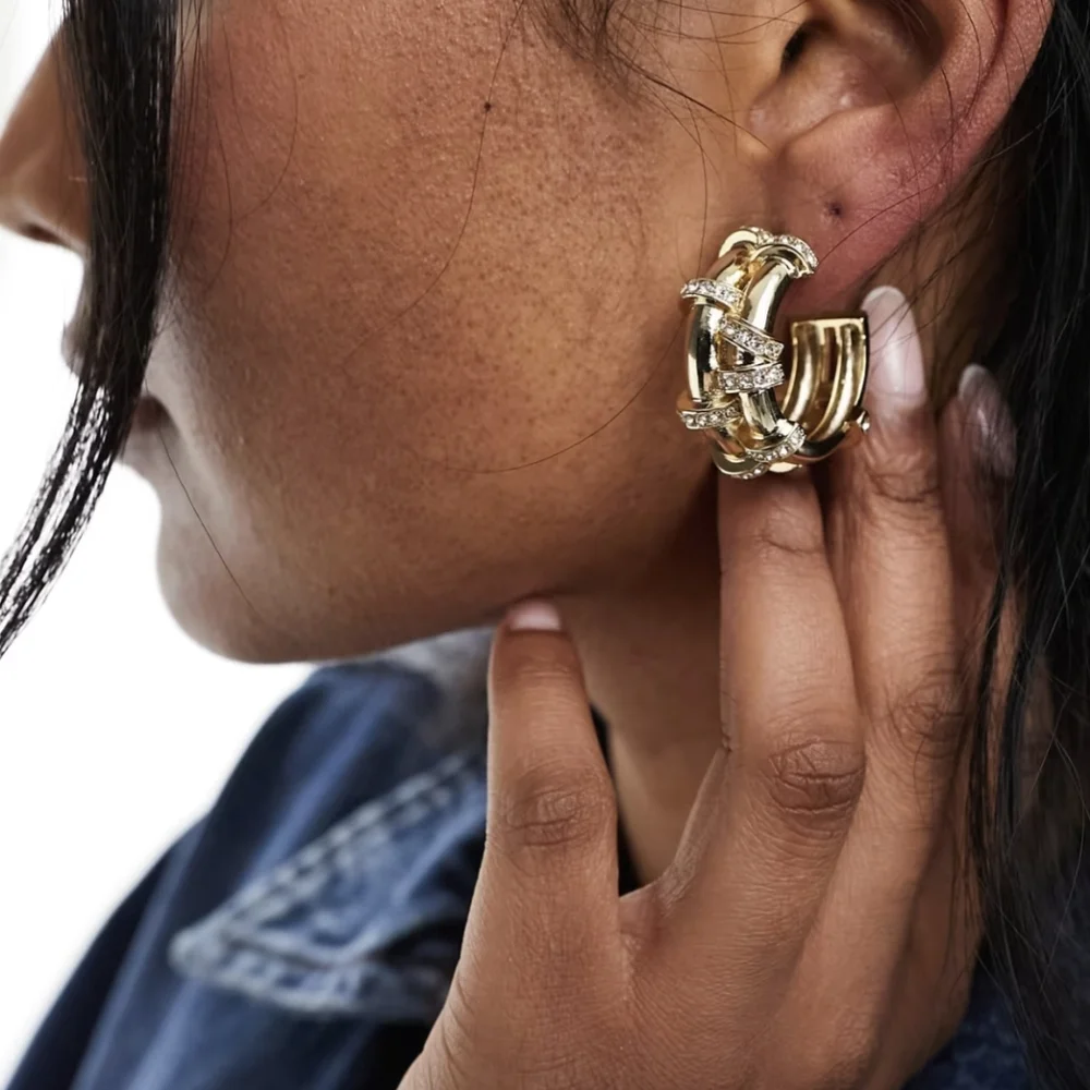 ASOS Gold and Silver Crystal Embellished Earrings - Picture 4 of 5